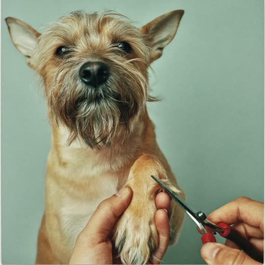 A dog's paw having its nails trimmed